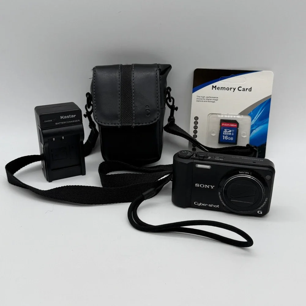 Sony Cybershot DSC-H70 Camera 16.1MP Black 10x Zoom Bundle TESTED